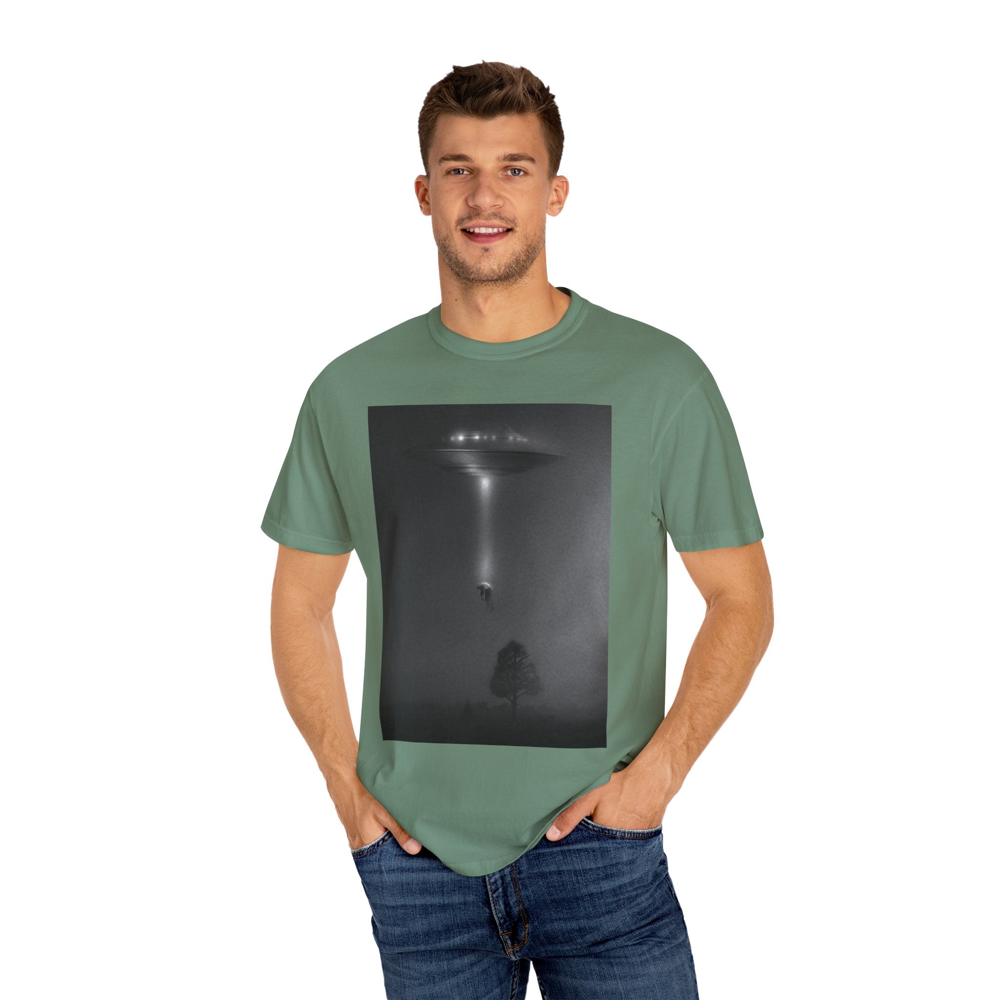 Unisex UFO Encounter T-shirt - Garment-Dyed Cool Tee for Sci-Fi Lovers