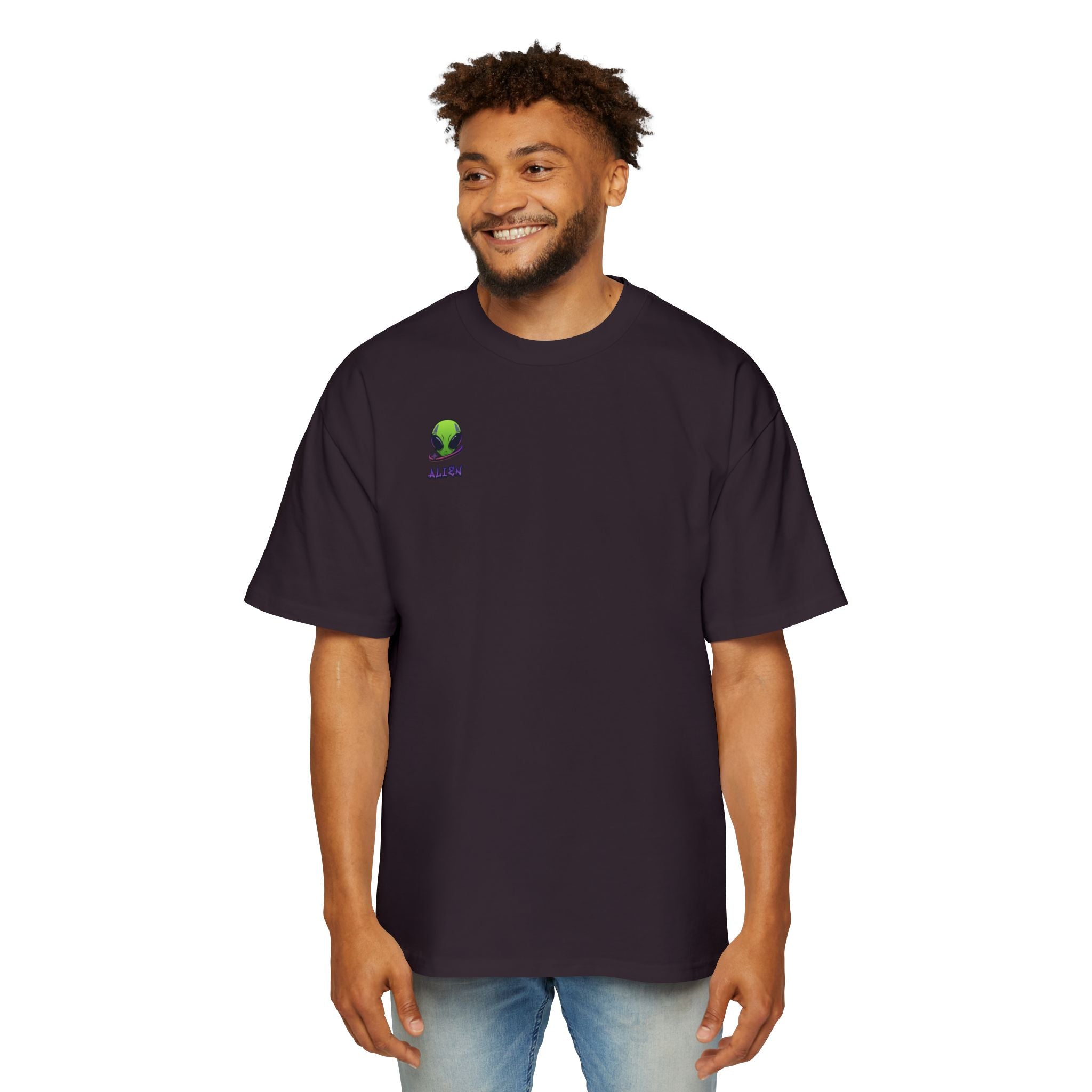 Alien Graphic Oversized Tee for Men, UFO Lover Gift, Casual Streetwear, Sci-Fi Aesthetic, Unique Top for Everyday Wear