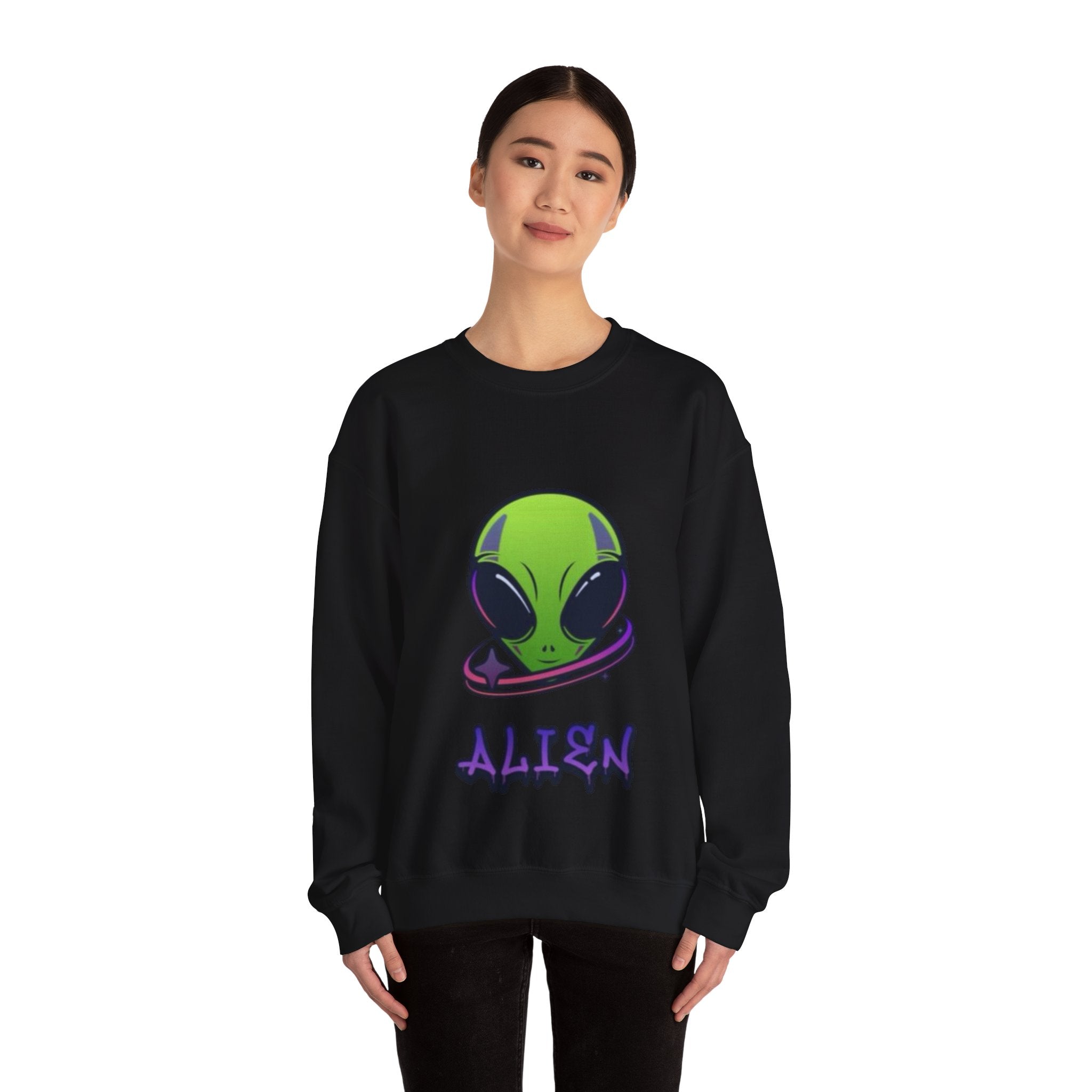 Alien Graphic Sweatshirt | Unisex Alien Crewneck | Fun Outer Space Apparel | Perfect Gift for Science Fiction Lovers, Halloween, Unisex