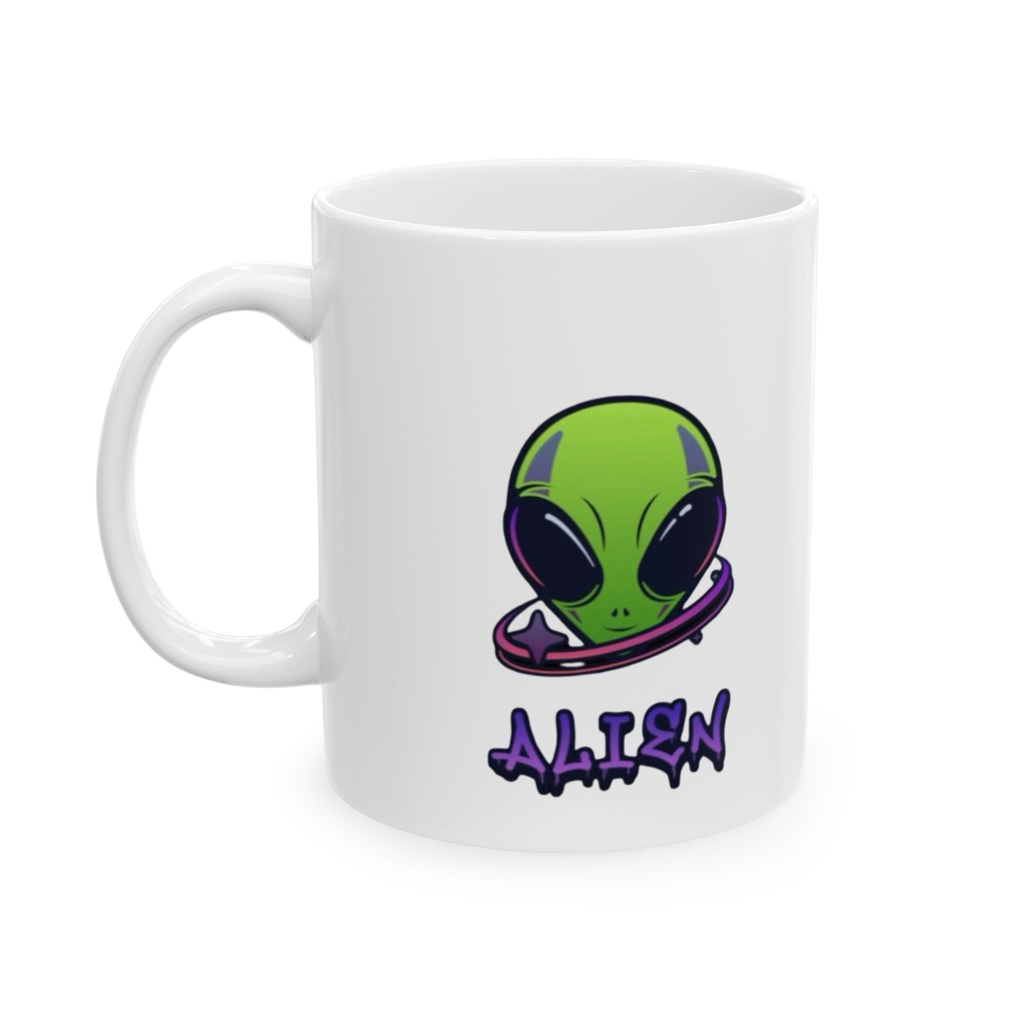 Funny Alien Graphic Ceramic Coffee Mug, Cute Space Lover Gift, Perfect for Birthdays, Holidays, or Everyday Use