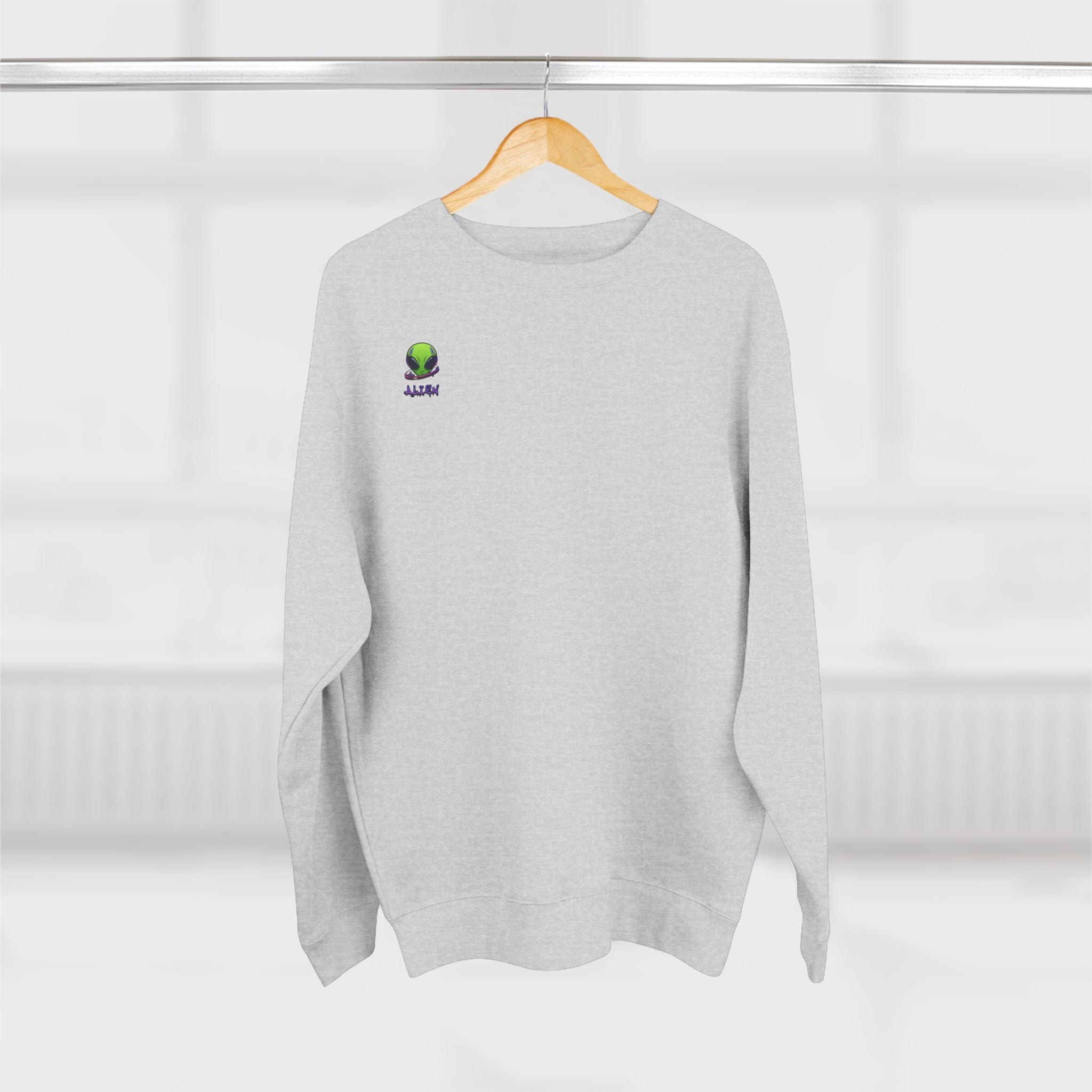 Alien Patch Crewneck Sweatshirt — Small Chest UFO Graphic