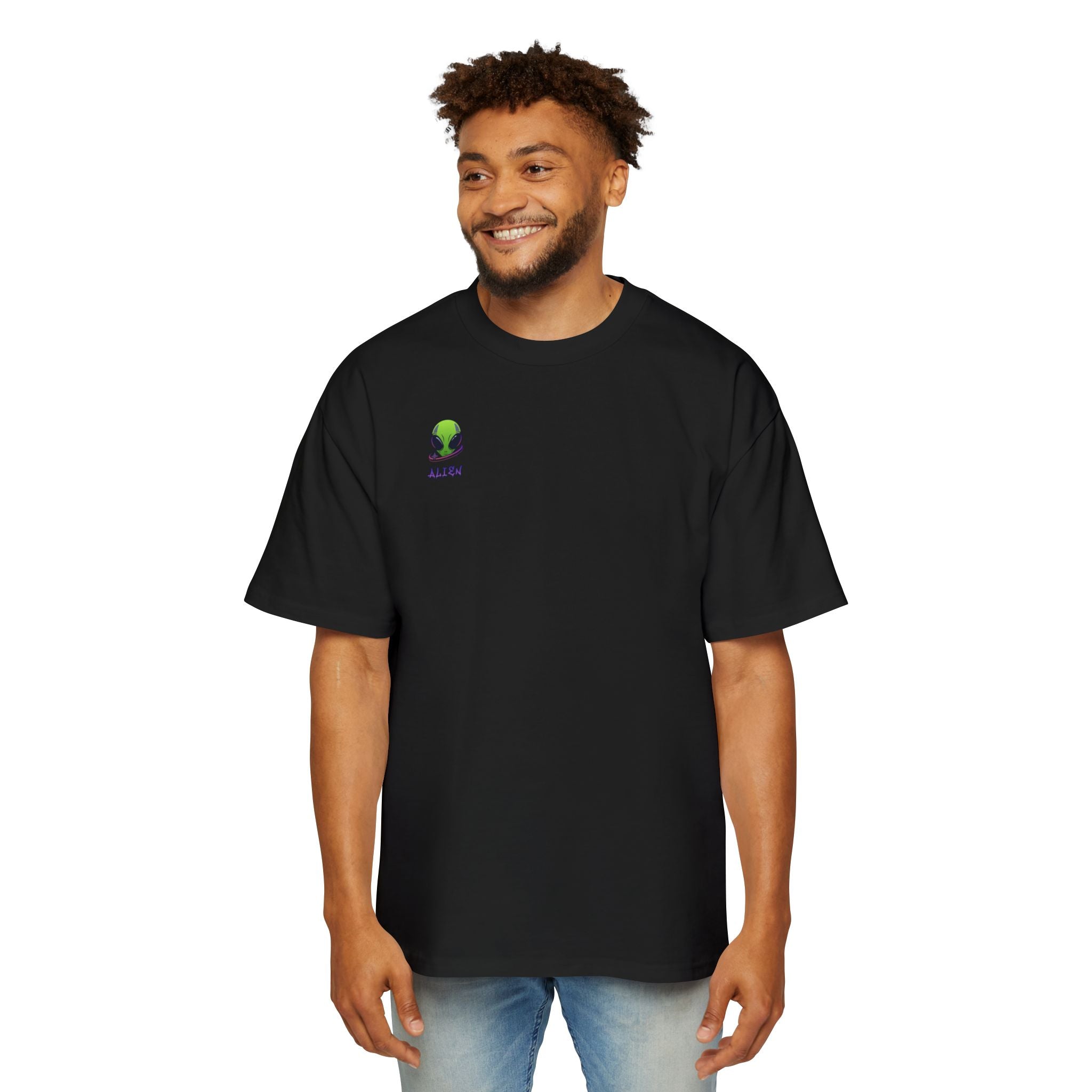 Alien Graphic Oversized Tee for Men, UFO Lover Gift, Casual Streetwear, Sci-Fi Aesthetic, Unique Top for Everyday Wear